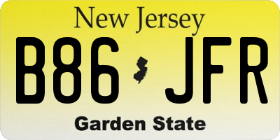 NJ license plate B86JFR