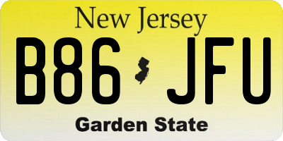 NJ license plate B86JFU