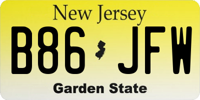 NJ license plate B86JFW