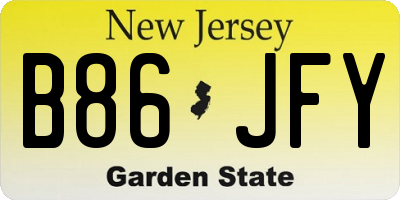 NJ license plate B86JFY