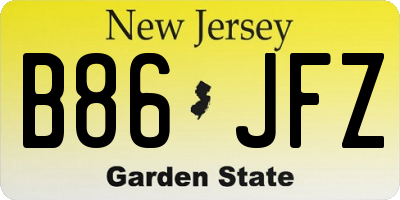 NJ license plate B86JFZ