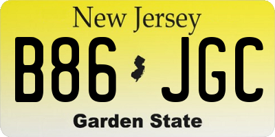 NJ license plate B86JGC