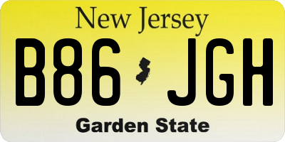 NJ license plate B86JGH