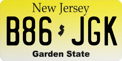 NJ license plate B86JGK