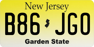 NJ license plate B86JGO