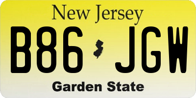 NJ license plate B86JGW