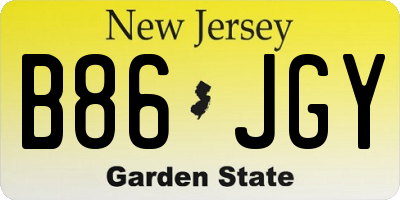 NJ license plate B86JGY
