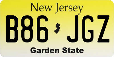 NJ license plate B86JGZ
