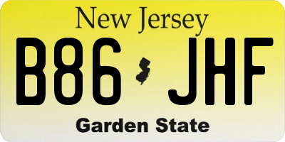 NJ license plate B86JHF