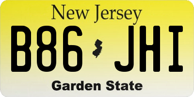 NJ license plate B86JHI
