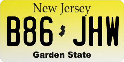 NJ license plate B86JHW