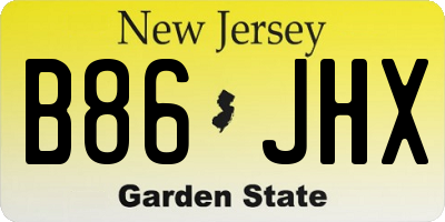 NJ license plate B86JHX