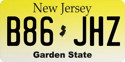NJ license plate B86JHZ