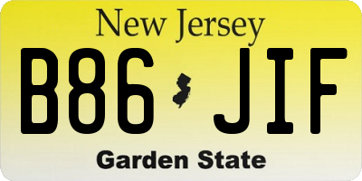 NJ license plate B86JIF