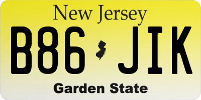 NJ license plate B86JIK