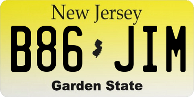 NJ license plate B86JIM