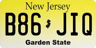 NJ license plate B86JIQ
