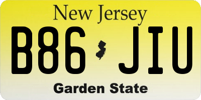 NJ license plate B86JIU