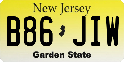NJ license plate B86JIW