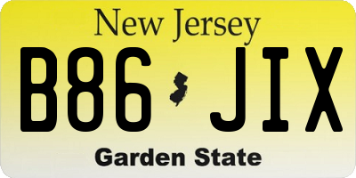 NJ license plate B86JIX