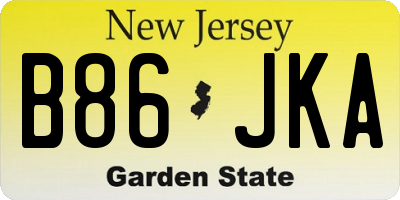 NJ license plate B86JKA