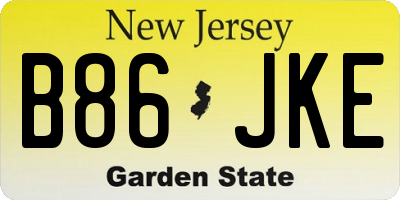 NJ license plate B86JKE