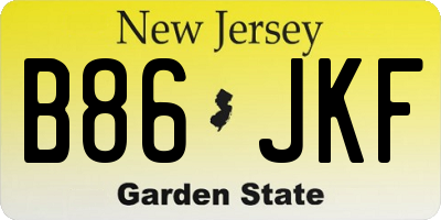 NJ license plate B86JKF