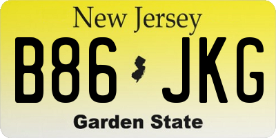 NJ license plate B86JKG