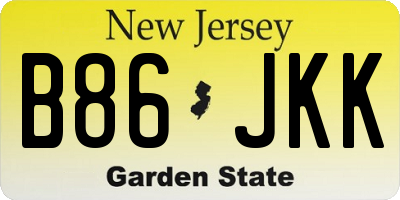 NJ license plate B86JKK