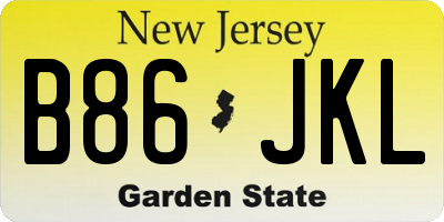 NJ license plate B86JKL