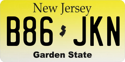 NJ license plate B86JKN