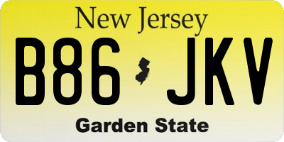 NJ license plate B86JKV