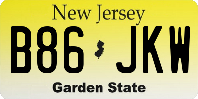 NJ license plate B86JKW