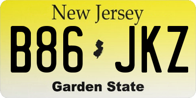 NJ license plate B86JKZ