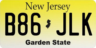NJ license plate B86JLK