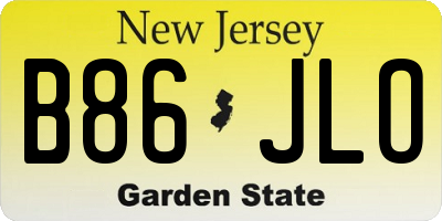 NJ license plate B86JLO