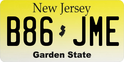 NJ license plate B86JME