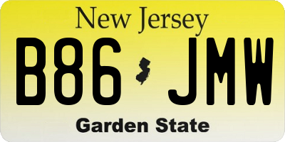 NJ license plate B86JMW