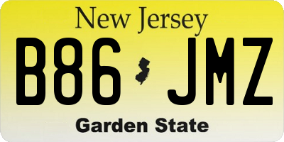 NJ license plate B86JMZ