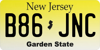 NJ license plate B86JNC