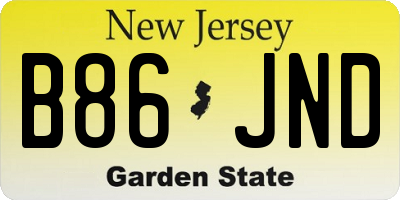 NJ license plate B86JND