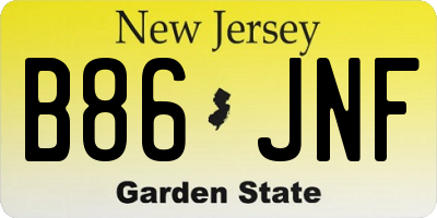 NJ license plate B86JNF