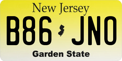 NJ license plate B86JNO