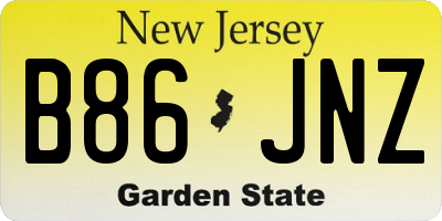 NJ license plate B86JNZ