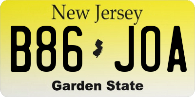 NJ license plate B86JOA