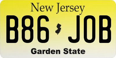NJ license plate B86JOB