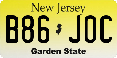 NJ license plate B86JOC