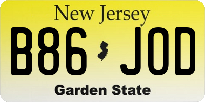 NJ license plate B86JOD