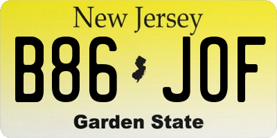 NJ license plate B86JOF