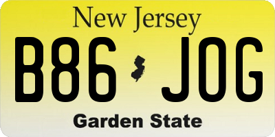 NJ license plate B86JOG